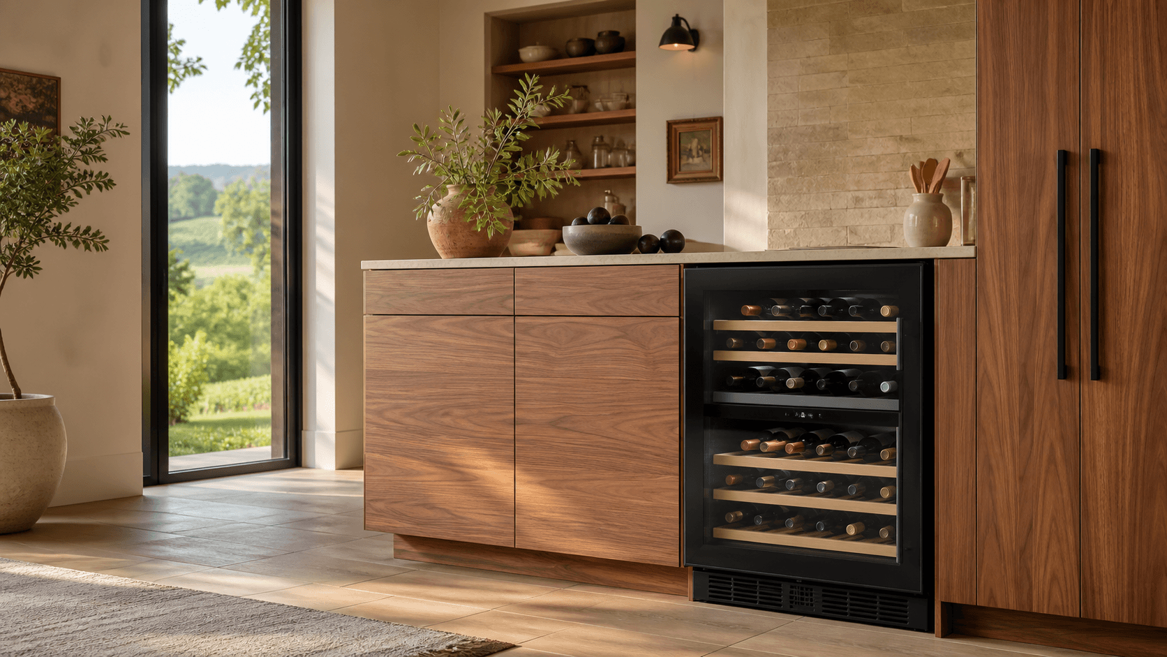 Moderner Weinkühlschrank in einem stilvollen Wohnraum