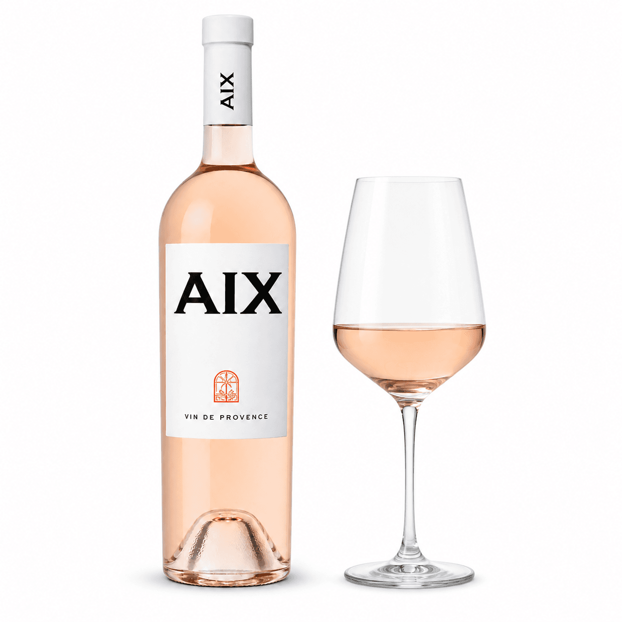 AIX Rosé – Flasche mit Weinglas