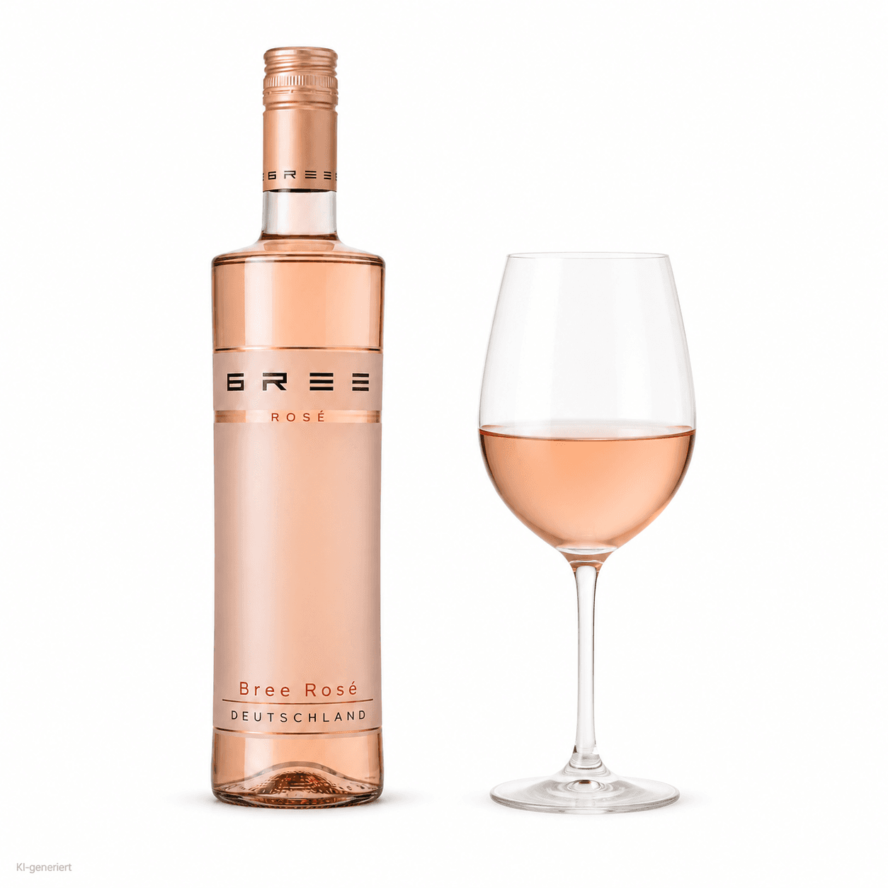 Bree Rosé – Flasche mit Weinglas