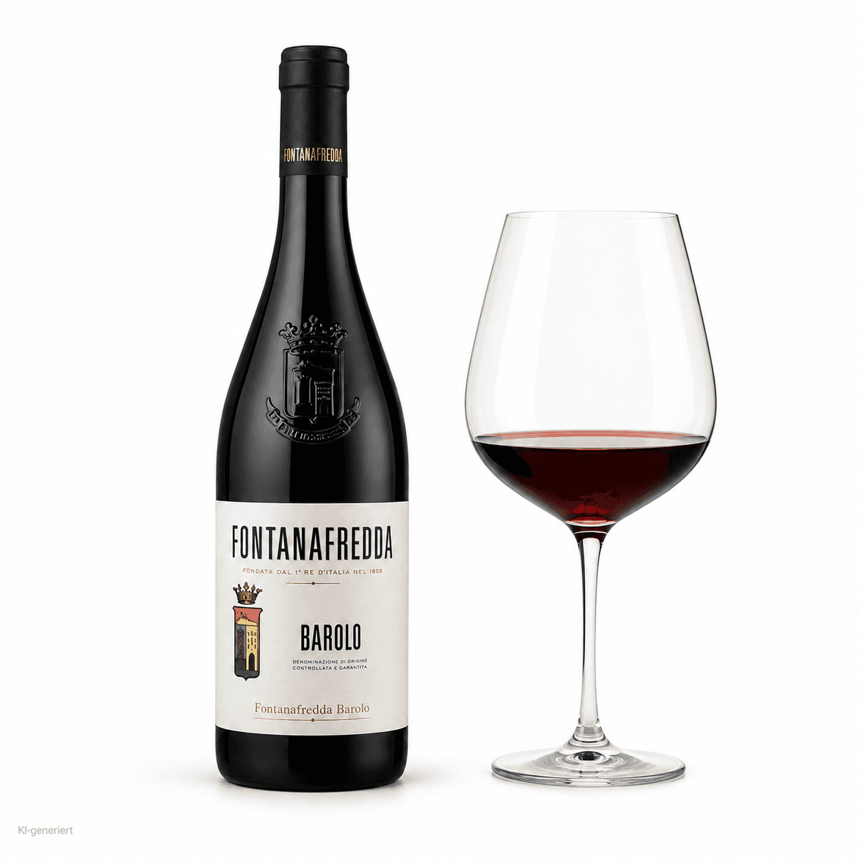 Fontanafredda Barolo – Flasche mit Weinglas