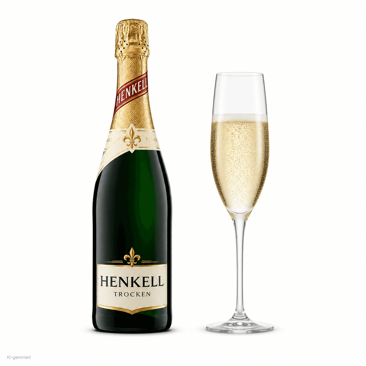 Henkell Trocken – Flasche mit Weinglas