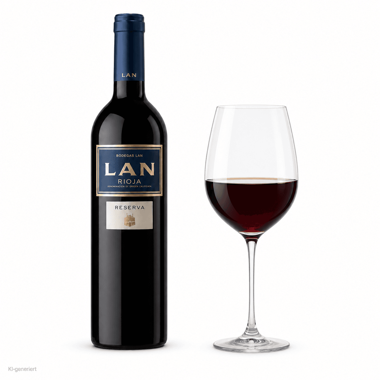 LAN Rioja Reserva – Flasche mit Weinglas