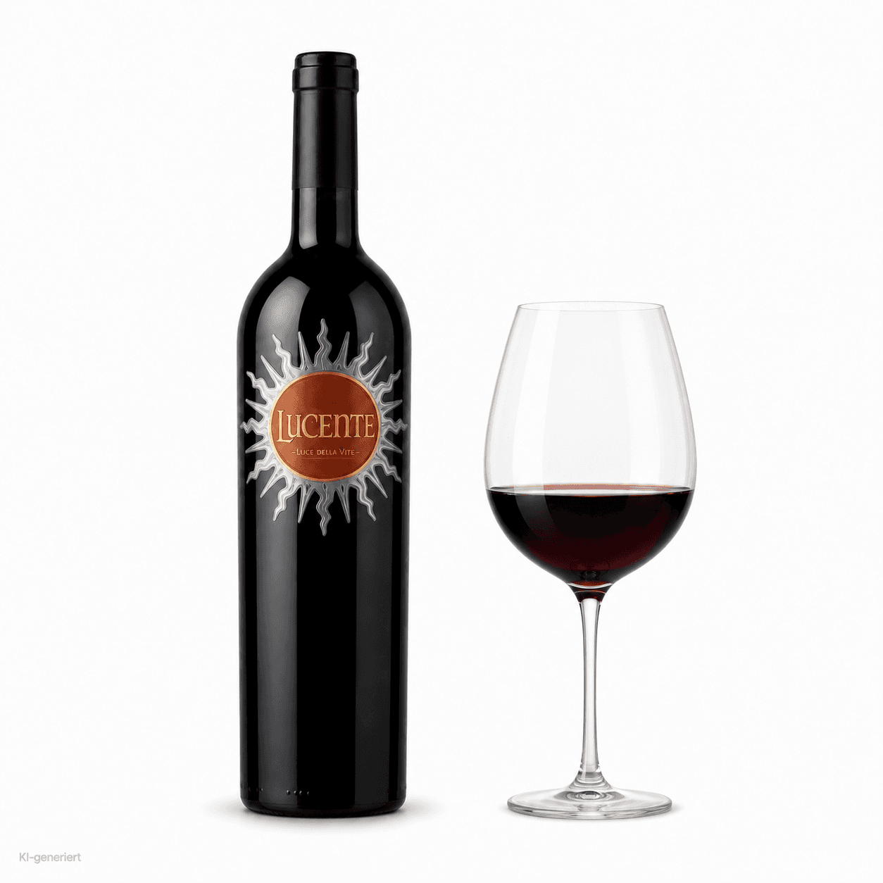 Lucente – Flasche mit Weinglas
