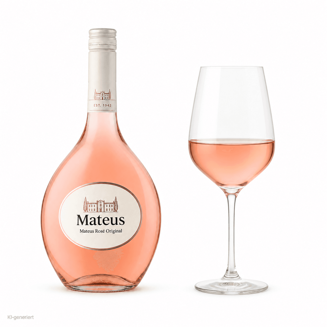 Mateus Rosé Original – Flasche mit Weinglas