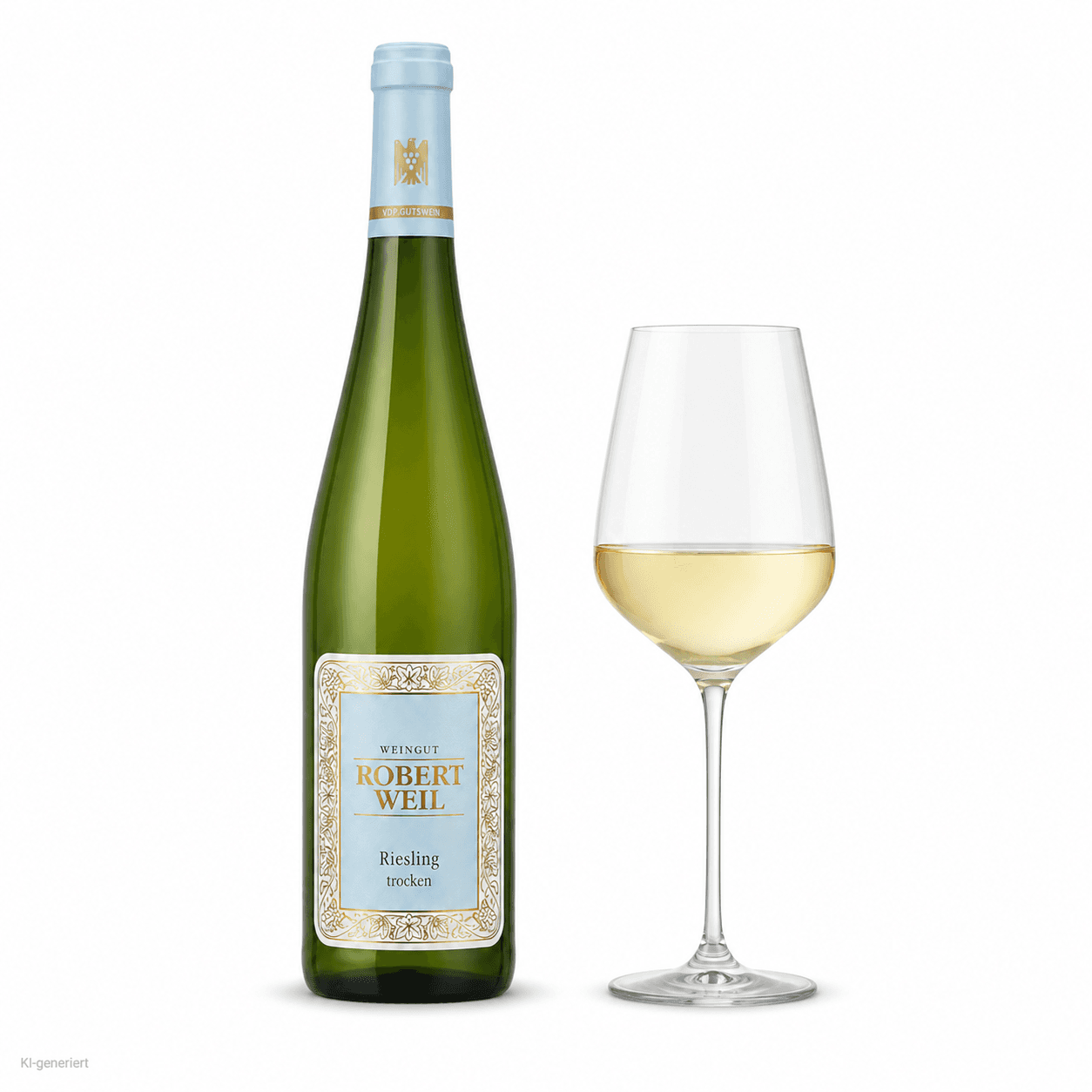 Robert Weil Riesling trocken – Flasche mit Weinglas