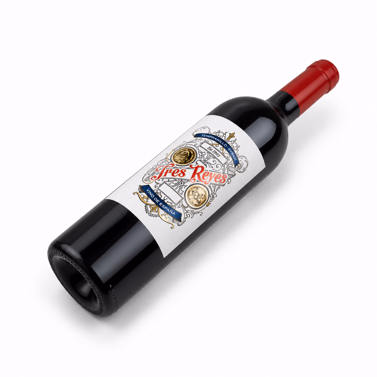 Tres Reyes Tempranillo-Syrah 2022 – Flasche liegend